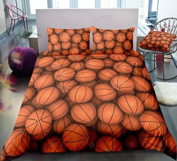 Personalized Bedding Set - Basketballs Cotton Spread Included 1 Soft Duvet Cover or Quilt and 2 Lightweight Breathe Pillowcases
