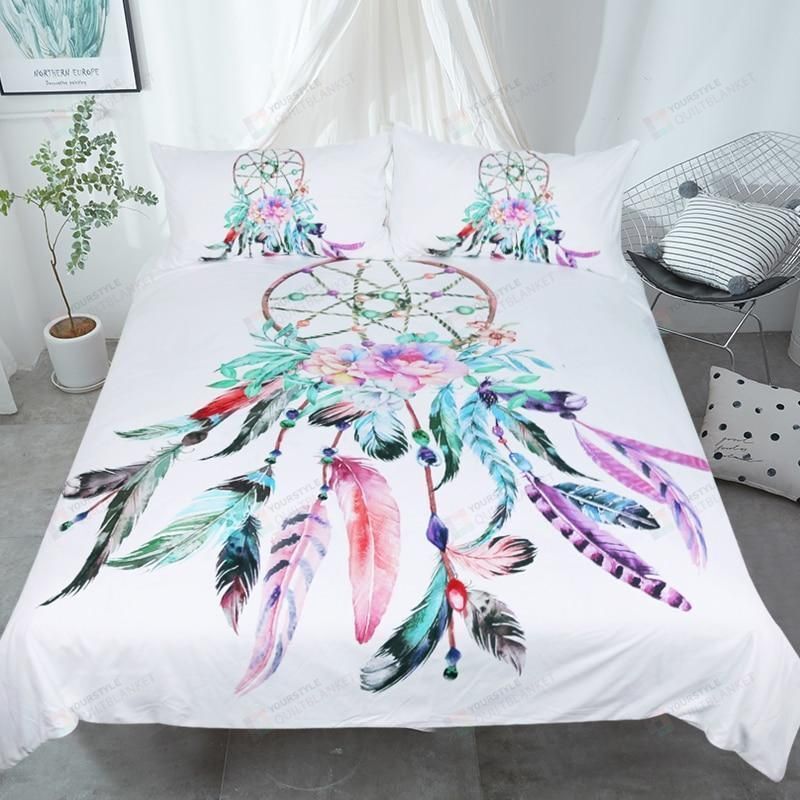 Personalized Bedding Set - Beautiful Feathers Cotton Spread Included 1 Soft Duvet Cover or Quilt and 2 Lightweight Breathe Pillowcases