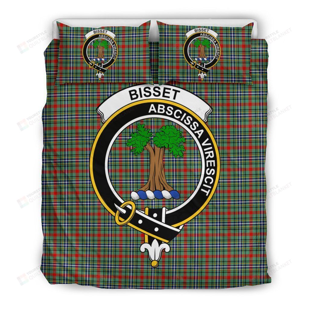 Personalized Bedding Set - Bisset Clan Badge Tartan Cotton Spread Included 1 Soft Duvet Cover or Quilt and 2 Lightweight Breathe Pillowcases