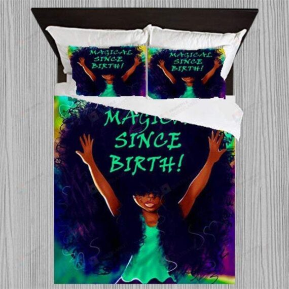 Personalized Bedding Set - Black African Magical Since Birth Included 1 Soft Duvet Cover or Quilt and 2 Lightweight Breathe Pillowcases