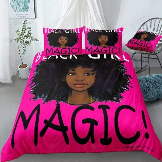 Personalized Bedding Set - Black African Pink Background Included 1 Soft Duvet Cover or Quilt and 2 Lightweight Breathe Pillowcases