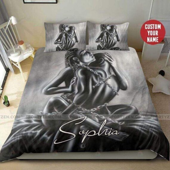 Personalized Bedding Set - Black Couple Custom Name Included 1 Soft Duvet Cover or Quilt and 2 Lightweight Breathe Pillowcases