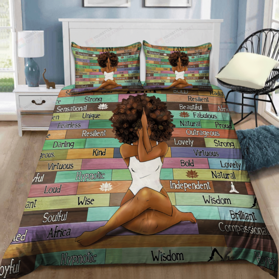 Personalized Bedding Set - Black I Am Strong Spread Included 1 Soft Duvet Cover or Quilt and 2 Lightweight Breathe Pillowcases