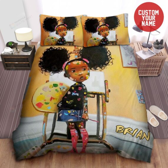 Personalized Bedding Set - Black Little Painting Spread Included 1 Soft Duvet Cover or Quilt and 2 Lightweight Breathe Pillowcases