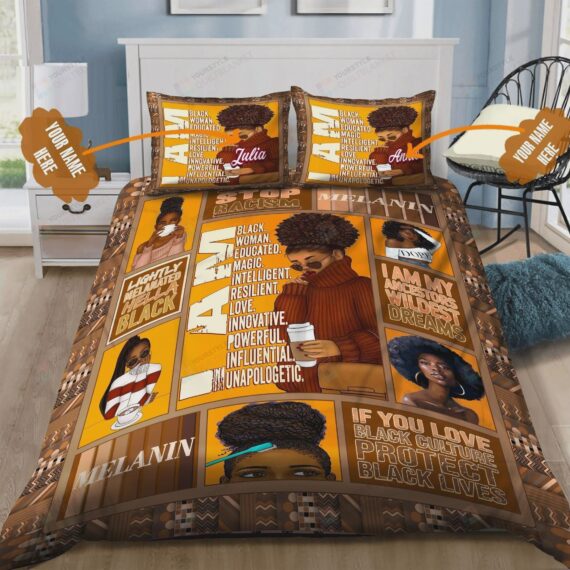 Personalized Bedding Set - Black Lives Matter I Am My Ancestors Wildest Dreams Cotton Spread Included 1 Soft Duvet Cover or Quilt and 2 Lightweight Breathe Pillowcases
