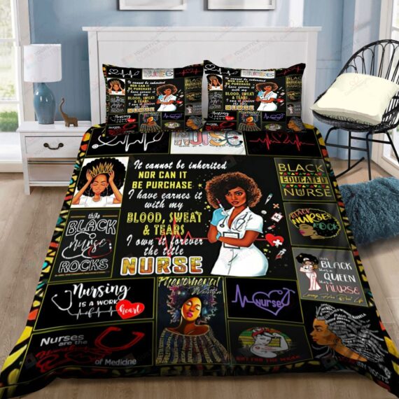 Personalized Bedding Set - Black Nurse Blood Sweat Tears Spread Included 1 Soft Duvet Cover or Quilt and 2 Lightweight Breathe Pillowcases