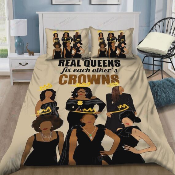 Personalized Bedding Set - Black Real Fix Each Other's Crown Cotton Spread Included 1 Soft Duvet Cover or Quilt and 2 Lightweight Breathe Pillowcases