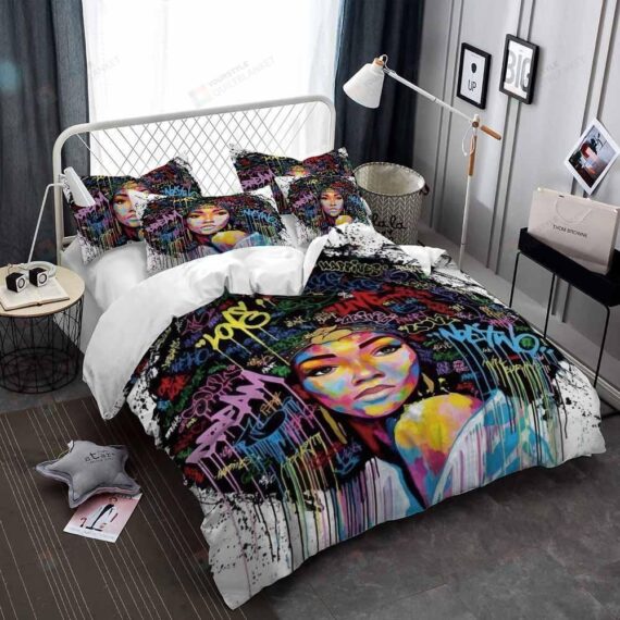 Personalized Bedding Set - Black Watercolour Spread Included 1 Soft Duvet Cover or Quilt and 2 Lightweight Breathe Pillowcases