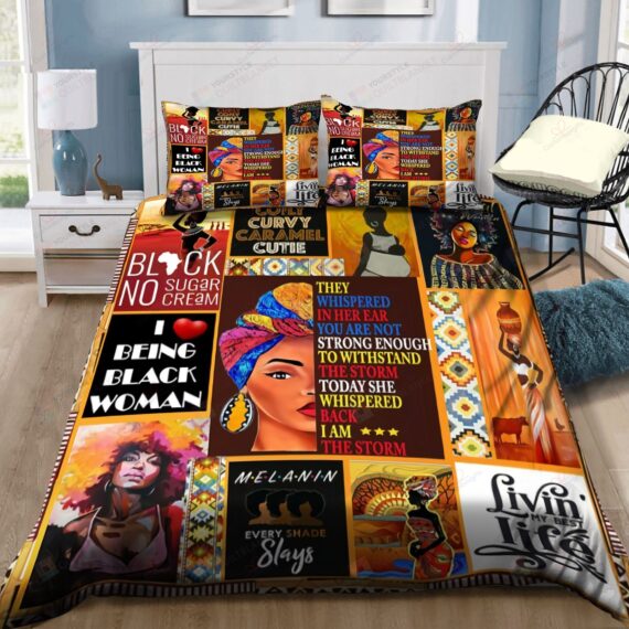Personalized Bedding Set - Black Woman Am The Storm Spread Included 1 Soft Duvet Cover or Quilt and 2 Lightweight Breathe Pillowcases