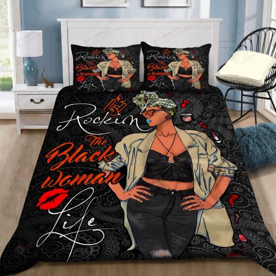 Personalized Bedding Set - Black Woman Life Spread Included 1 Soft Duvet Cover or Quilt and 2 Lightweight Breathe Pillowcases