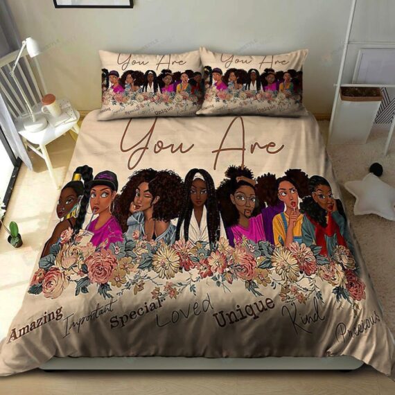 Personalized Bedding Set - Black You Are Amazing Important Special Loved Kind Precious Cotton Spread Included 1 Soft Duvet Cover or Quilt and 2 Lightweight Breathe Pillowcases