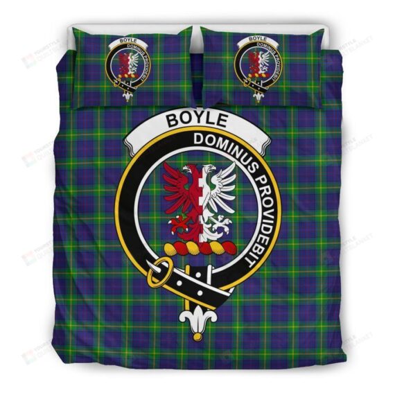 Personalized Bedding Set - Boyle Clan Badge Tartan Cotton Spread Included 1 Soft Duvet Cover or Quilt and 2 Lightweight Breathe Pillowcases