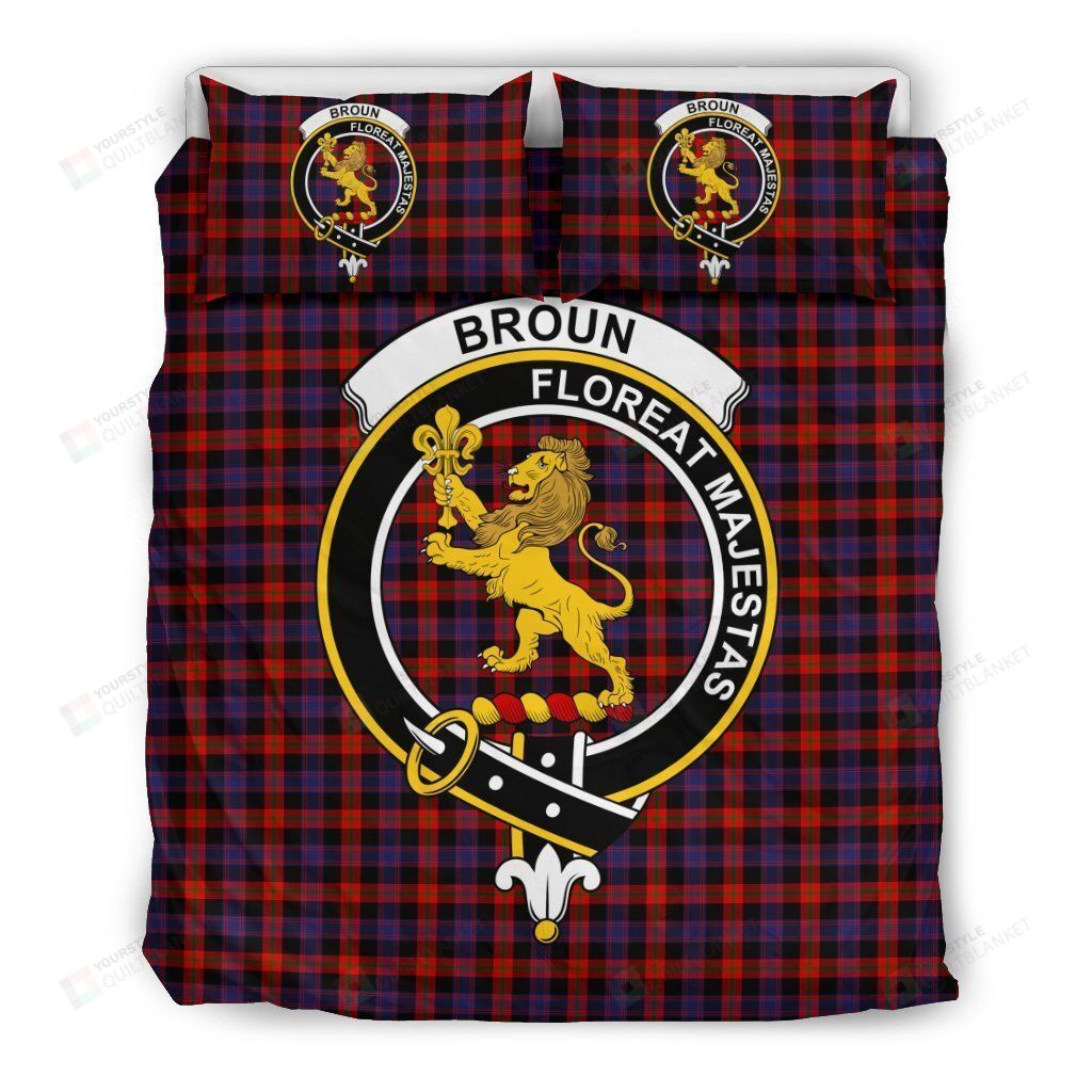 Personalized Bedding Set - Broun Clan Badge Tartan Dhcdd Included 1 Soft Duvet Cover or Quilt and 2 Lightweight Breathe Pillowcases