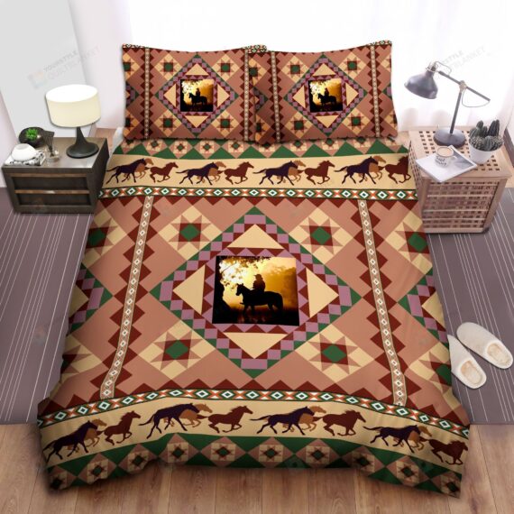 Personalized Bedding Set - Brown Cowboy Themed Cotton Spread Included 1 Soft Duvet Cover or Quilt and 2 Lightweight Breathe Pillowcases