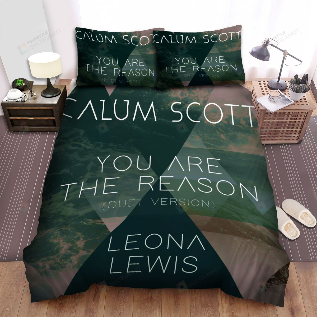 Personalized Bedding Set - Calum Scott Duet Version Spread Included 1 Soft Duvet Cover or Quilt and 2 Lightweight Breathe Pillowcases