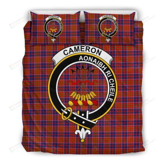 Personalized Bedding Set - Cameron Of Lochiel Clan Badge Tartan Cotton Spread Included 1 Soft Duvet Cover or Quilt and 2 Lightweight Breathe Pillowcases