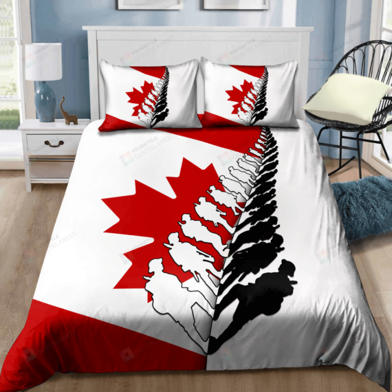 Personalized Bedding Set - Canadian Veteran Remembrance Day Spread Included 1 Soft Duvet Cover or Quilt and 2 Lightweight Breathe Pillowcases