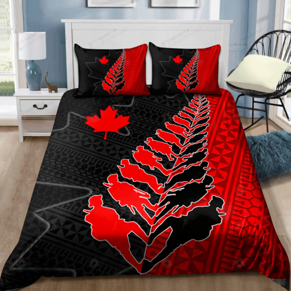 Personalized Bedding Set - Canadian Veteran Remembrance Day Spread Included 1 Soft Duvet Cover or Quilt and 2 Lightweight Breathe Pillowcases