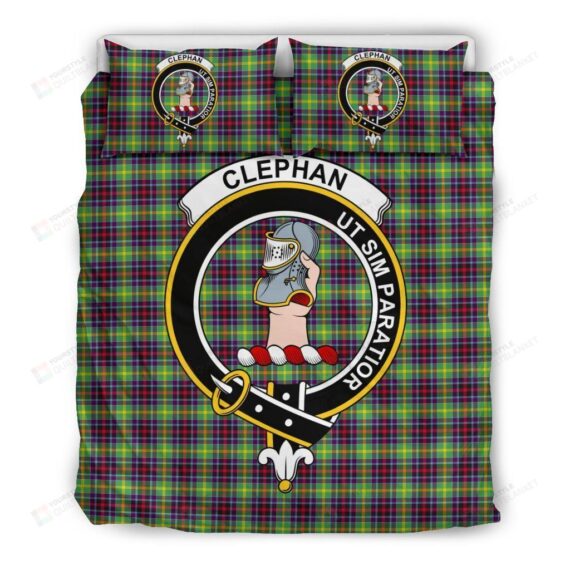 Personalized Bedding Set - Clephan Clan Badge Tartan Cotton Spread Included 1 Soft Duvet Cover or Quilt and 2 Lightweight Breathe Pillowcases