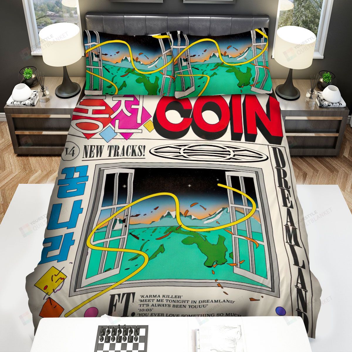 Personalized Bedding Set - Coin Dreamland Tour Art Poster Spread Included 1 Soft Duvet Cover or Quilt and 2 Lightweight Breathe Pillowcases