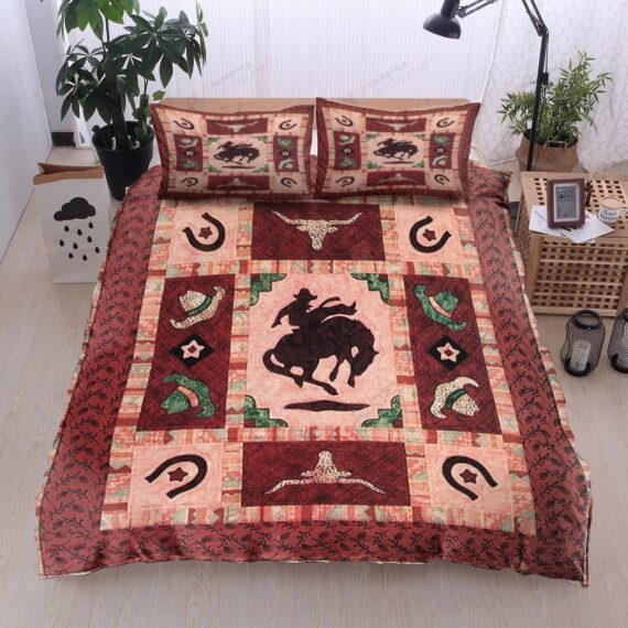 Personalized Bedding Set - Cowboy Cotton Spread Included 1 Soft Duvet Cover or Quilt and 2 Lightweight Breathe Pillowcases
