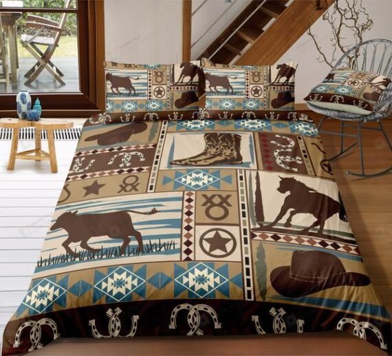 Personalized Bedding Set - Cowboy Western Themed Cotton Spread Included 1 Soft Duvet Cover or Quilt and 2 Lightweight Breathe Pillowcases