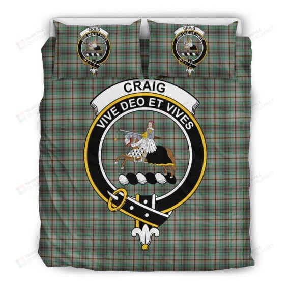 Personalized Bedding Set - Craig Clan Badge Tartan Cotton Spread Included 1 Soft Duvet Cover or Quilt and 2 Lightweight Breathe Pillowcases