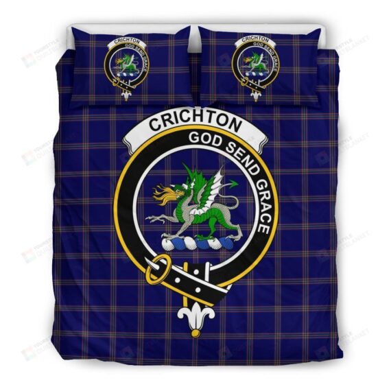 Personalized Bedding Set - Crichton Clan Badge Tartan Cotton Spread Included 1 Soft Duvet Cover or Quilt and 2 Lightweight Breathe Pillowcases