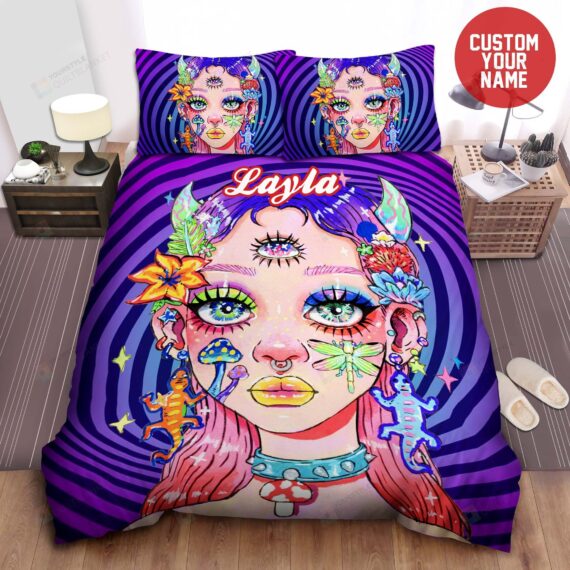 Personalized Bedding Set - Cute Forest Custom Name Cotton Included 1 Soft Duvet Cover or Quilt and 2 Lightweight Breathe Pillowcases