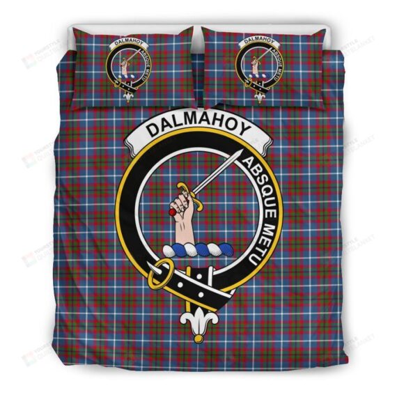 Personalized Bedding Set - Dalmahoy Clan Badge Tartan Cotton Spread Included 1 Soft Duvet Cover or Quilt and 2 Lightweight Breathe Pillowcases
