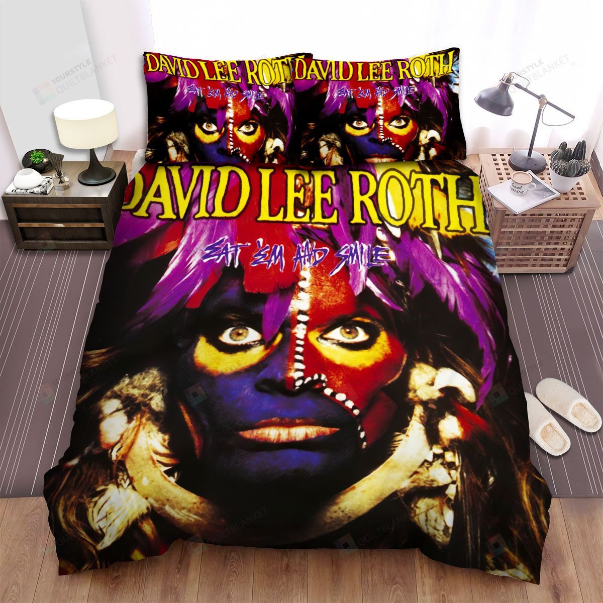 Personalized Bedding Set - David Lee Roth Eat 'em Smile Spread Included 1 Soft Duvet Cover or Quilt and 2 Lightweight Breathe Pillowcases