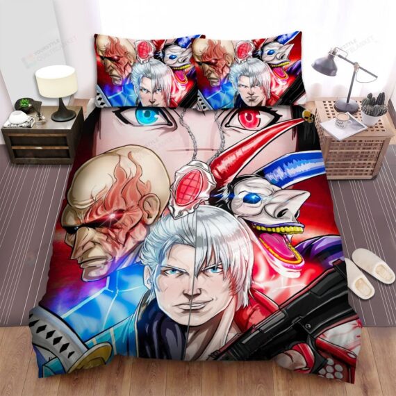 Personalized Bedding Set - Devil May Cry Dante's Awakening Anime Art Style Poster Spread Included 1 Soft Duvet Cover or Quilt and 2 Lightweight Breathe Pillowcases