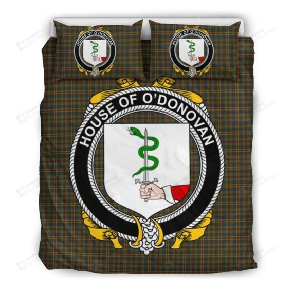 Personalized Bedding Set - Donovan Clan Badge Tartan Cotton Spread Included 1 Soft Duvet Cover or Quilt and 2 Lightweight Breathe Pillowcases