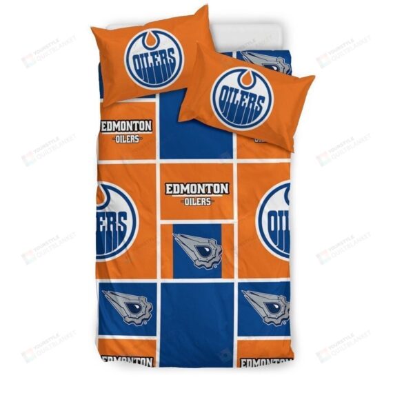 Personalized Bedding Set - Edmonton Oilers Included 1 Soft Duvet Cover or Quilt and 2 Lightweight Breathe Pillowcases