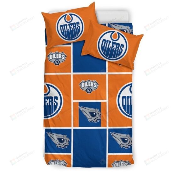 Personalized Bedding Set - Edmonton Oilers Included 1 Soft Duvet Cover or Quilt and 2 Lightweight Breathe Pillowcases