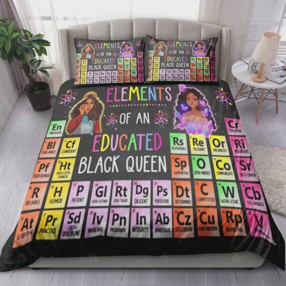 Personalized Bedding Set - Elements Of An Educated Black Cotton Spread Included 1 Soft Duvet Cover or Quilt and 2 Lightweight Breathe Pillowcases