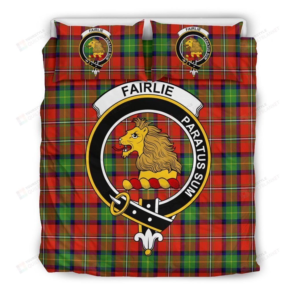 Personalized Bedding Set - Fairlie Clan Badge Tartan Cotton Spread Included 1 Soft Duvet Cover or Quilt and 2 Lightweight Breathe Pillowcases