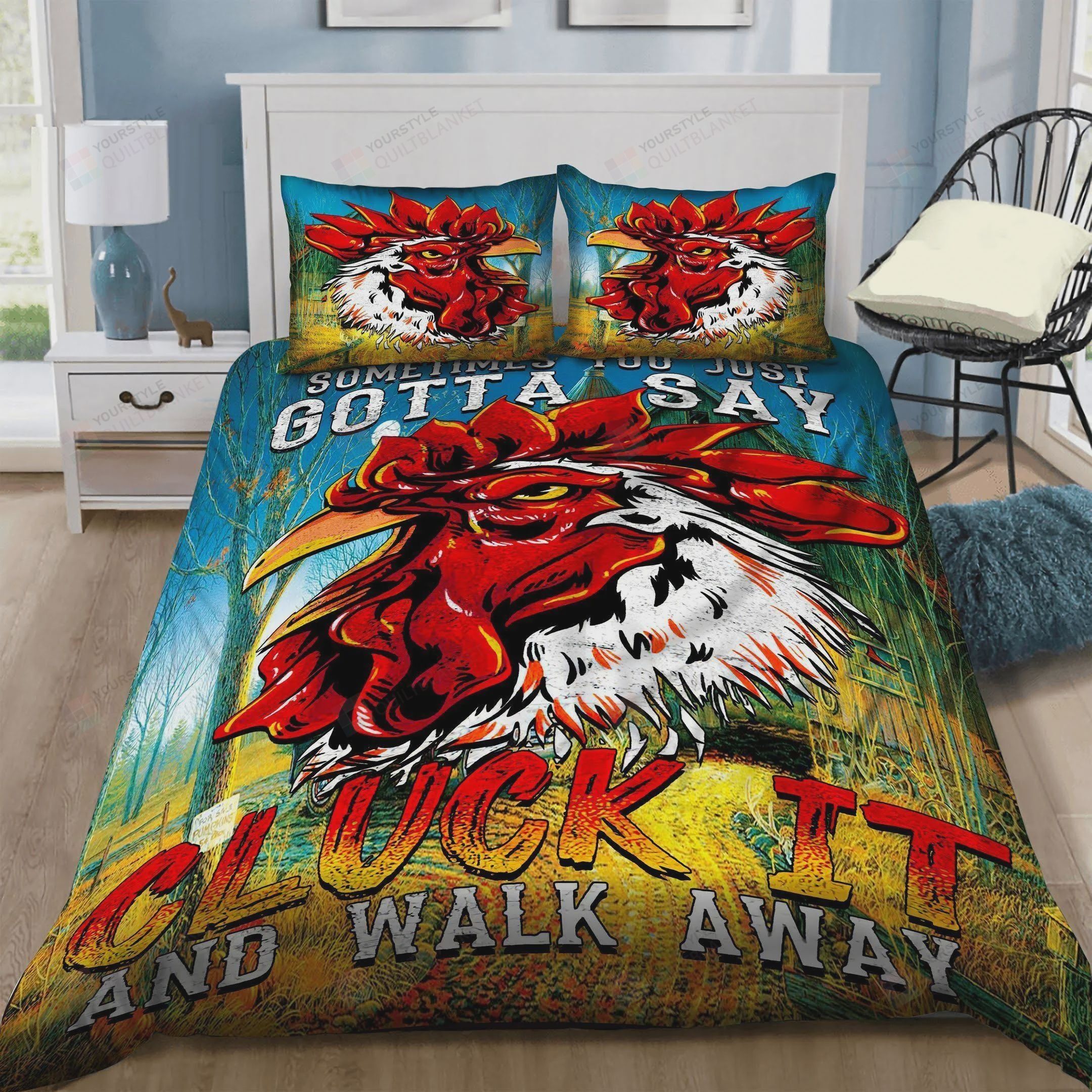 Personalized Bedding Set - Farmer Rooster Cotton Spread Included 1 Soft Duvet Cover or Quilt and 2 Lightweight Breathe Pillowcases