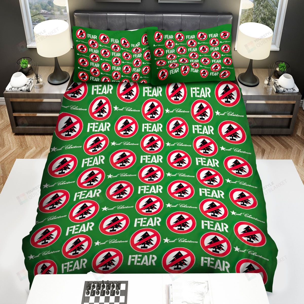 Personalized Bedding Set - Fear Band Fuck Christmas Spread Included 1 Soft Duvet Cover or Quilt and 2 Lightweight Breathe Pillowcases
