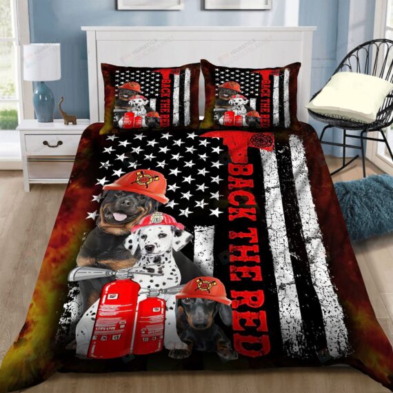 Personalized Bedding Set - Firefighter Cotton Spread Included 1 Soft Duvet Cover or Quilt and 2 Lightweight Breathe Pillowcases
