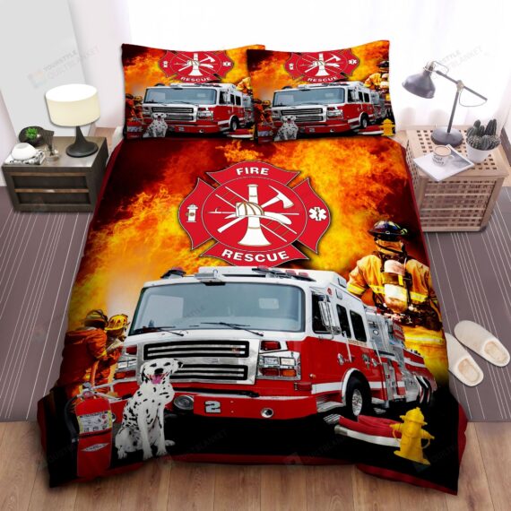 Personalized Bedding Set - Firefighter Cotton Spread Included 1 Soft Duvet Cover or Quilt and 2 Lightweight Breathe Pillowcases