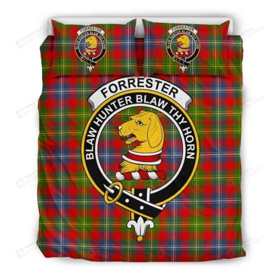 Personalized Bedding Set - Forrester Clan Badge Tartan Cotton Spread Included 1 Soft Duvet Cover or Quilt and 2 Lightweight Breathe Pillowcases