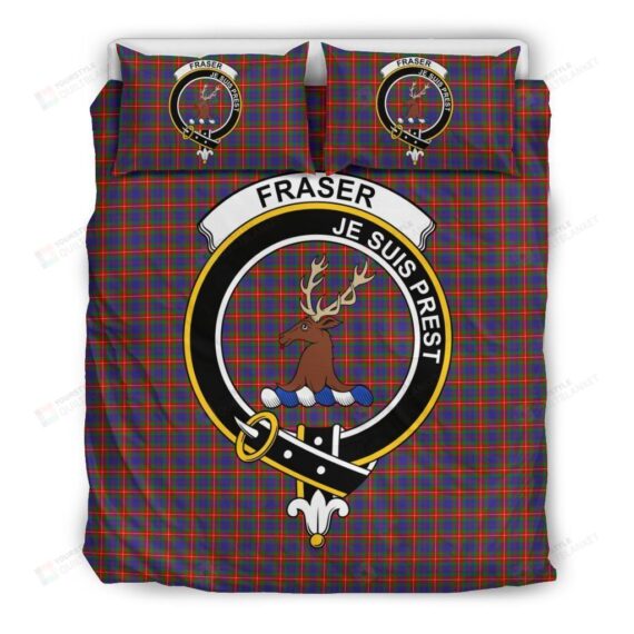 Personalized Bedding Set - Fraser Of Lovat Clan Badge Tartan Cotton Spread Included 1 Soft Duvet Cover or Quilt and 2 Lightweight Breathe Pillowcases