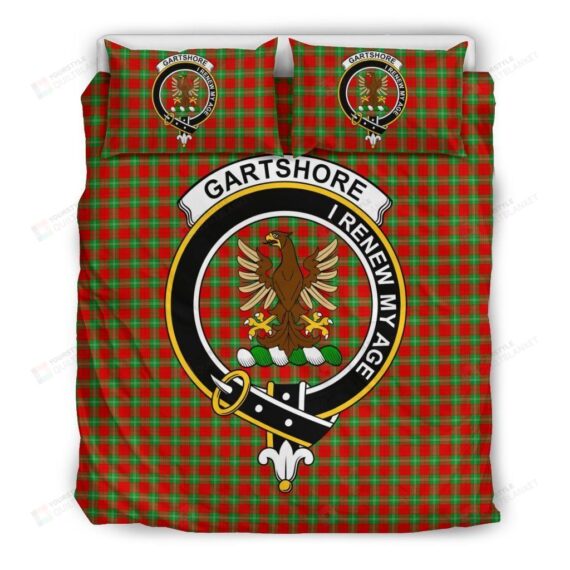 Personalized Bedding Set - Gartshore Clan Badge Tartan Cotton Spread Included 1 Soft Duvet Cover or Quilt and 2 Lightweight Breathe Pillowcases