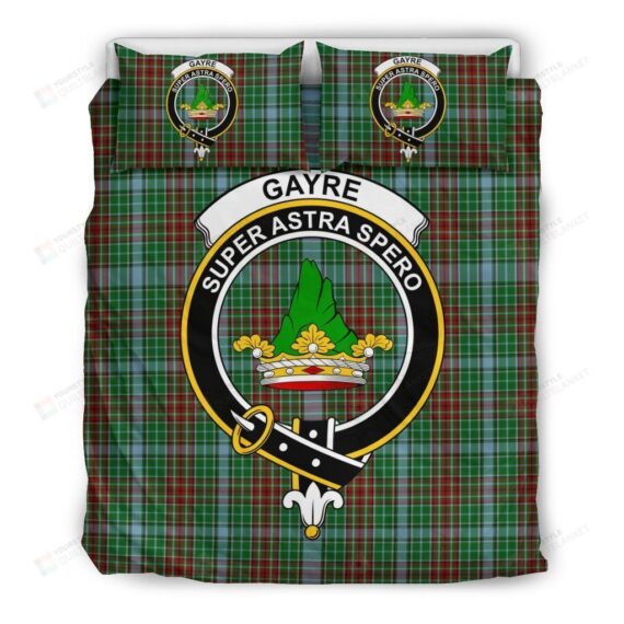 Personalized Bedding Set - Gayre Clan Badge Tartan Cotton Spread Included 1 Soft Duvet Cover or Quilt and 2 Lightweight Breathe Pillowcases