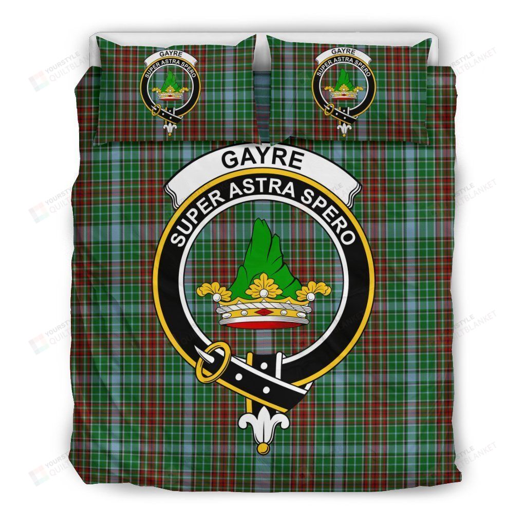 Personalized Bedding Set - Gayre Clan Badge Tartan Cotton Spread Included 1 Soft Duvet Cover or Quilt and 2 Lightweight Breathe Pillowcases