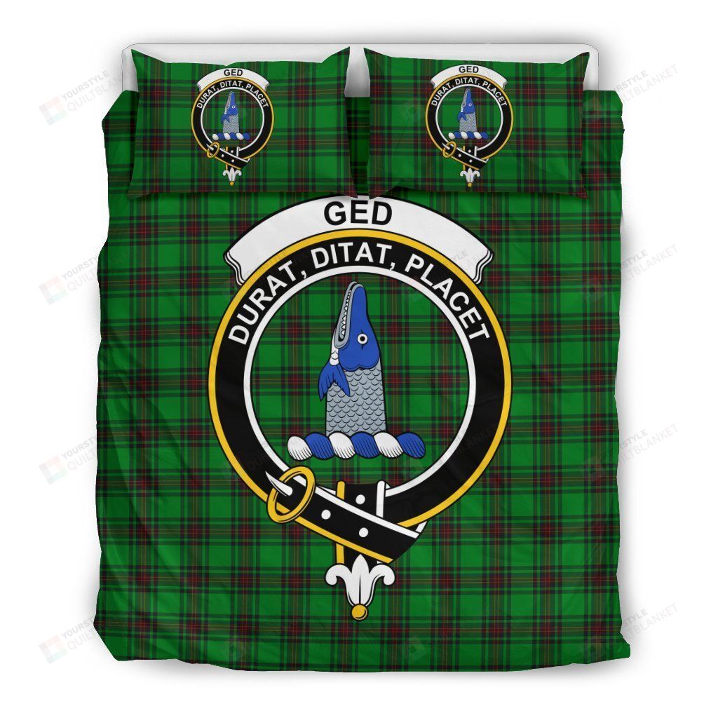 Personalized Bedding Set - Ged Tartan Clan Badge Tartan Cotton Spread Included 1 Soft Duvet Cover or Quilt and 2 Lightweight Breathe Pillowcases