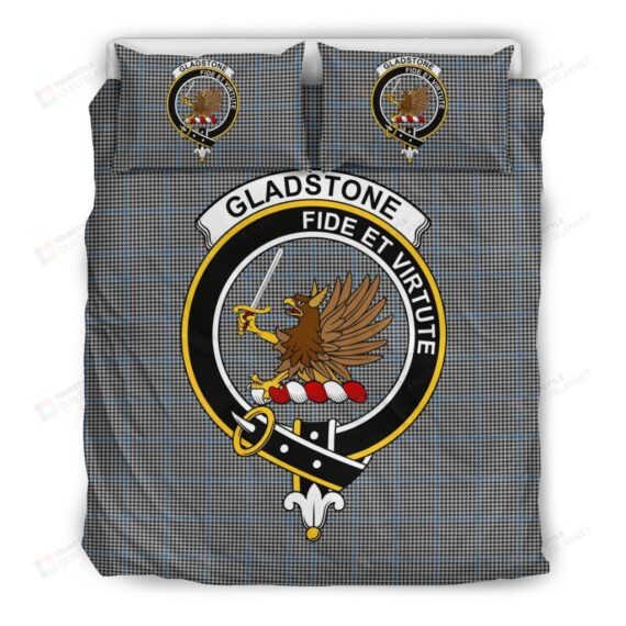 Personalized Bedding Set - Gladstone Clan Badge Tartan Cotton Spread Included 1 Soft Duvet Cover or Quilt and 2 Lightweight Breathe Pillowcases