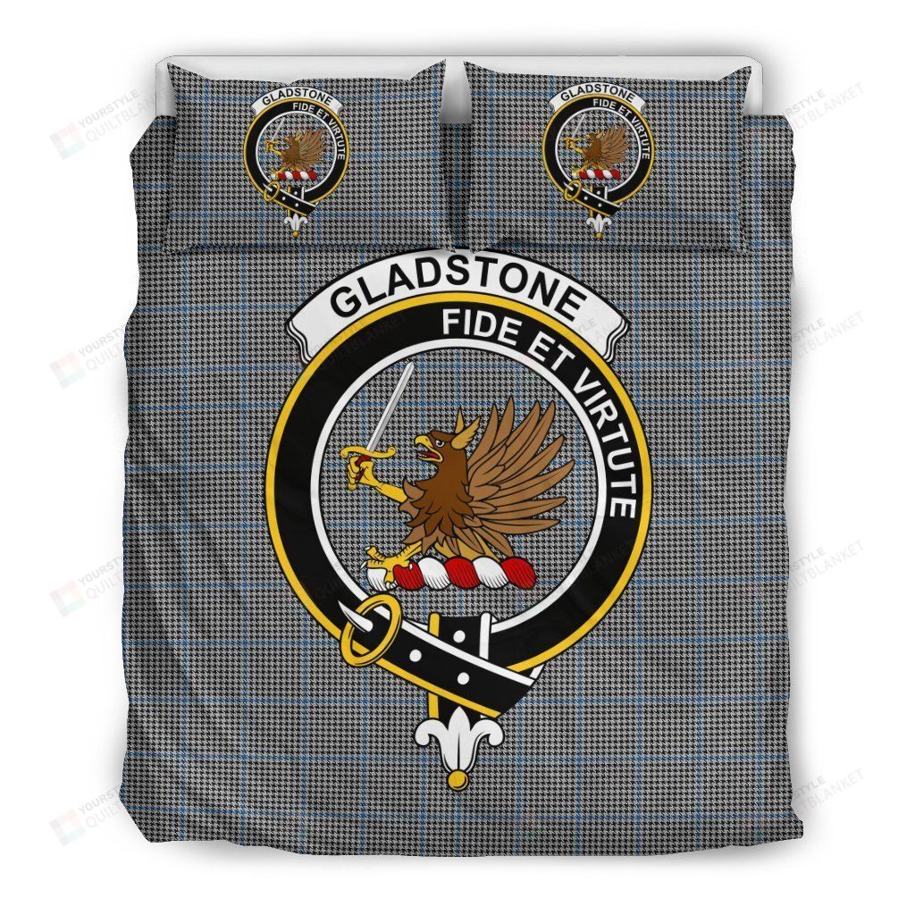 Personalized Bedding Set - Gladstone Clan Badge Tartan Cotton Spread Included 1 Soft Duvet Cover or Quilt and 2 Lightweight Breathe Pillowcases