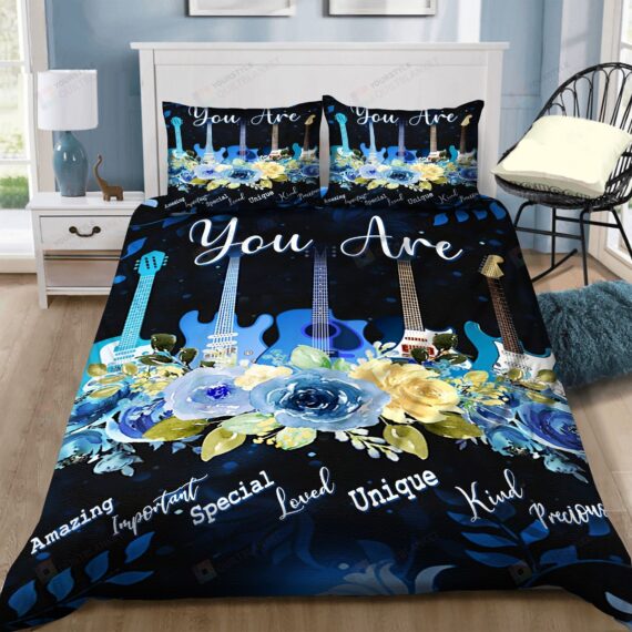 Personalized Bedding Set - Guitar You Are Amazing Spread Included 1 Soft Duvet Cover or Quilt and 2 Lightweight Breathe Pillowcases
